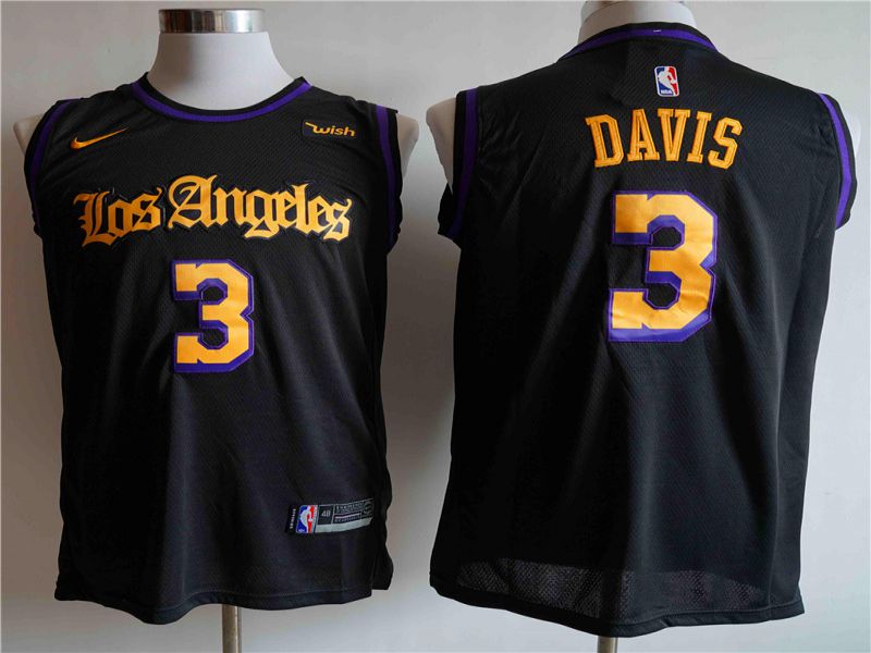 Men Los Angeles Lakers 3 Davis Black Game Nike NBA Jerseys